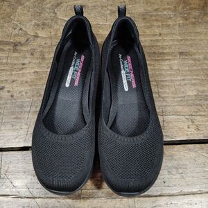 Skechers Sz 8 WIDE FIT Loafers 104134 Black Microburst 2.0 Slip On Shoes